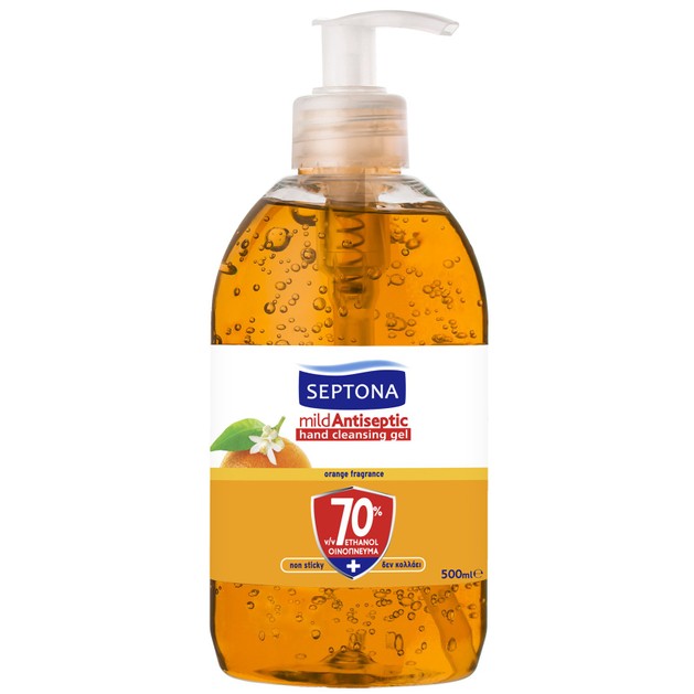Septona Mild Antiseptic Hand Cleansing Gel Orange Αντισηπτικό Gel για τα Χέρια με 70% Οινόπνευμα & Άρωμα Πορτοκάλι 500ml Septona Mild Antiseptic Hand Cleansing Gel Orange Αντισηπτικό Gel για τα Χέρια με 70% Οινόπνευμα & Άρωμα Πορτοκάλι 500ml
