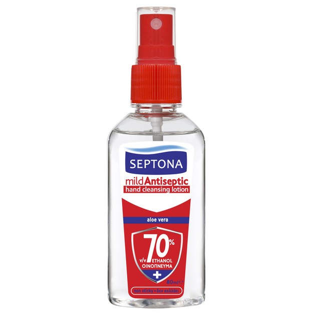 Septona Mild Antiseptic Hand Cleansing Lotion Aloe Vera Αντισηπτική Λοσιόν για τα Χέρια με 70% Οινόπνευμα 80ml Septona Mild Antiseptic Hand Cleansing Lotion Aloe Vera Αντισηπτική Λοσιόν για τα Χέρια με 70% Οινόπνευμα 80ml