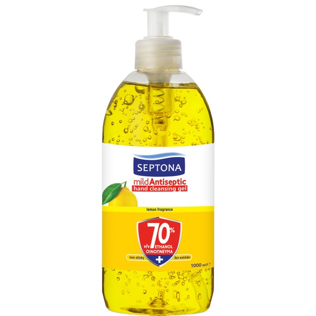 Septona Mild Antiseptic Hand Cleansing Gel Lemon Αντισηπτικό Gel για τα Χέρια με 70% Οινόπνευμα & Άρωμα Λεμόνι 1000ml Septona Mild Antiseptic Hand Cleansing Gel Lemon Αντισηπτικό Gel για τα Χέρια με 70% Οινόπνευμα & Άρωμα Λεμόνι 1000ml