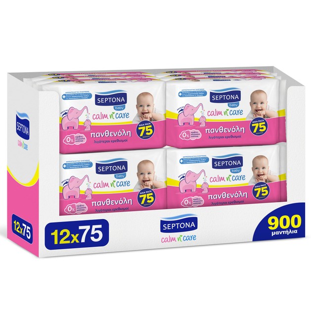 Septona Πακέτο Προσφοράς Baby Calm n\' Care Wipes Panthenol Απαλά Βρεφικά Μωρομάντηλα με Πανθενόλη 900 Τεμάχια Septona Πακέτο Προσφοράς Baby Calm n\' Care Wipes Panthenol Απαλά Βρεφικά Μωρομάντηλα με Πανθενόλη 900 Τεμάχια