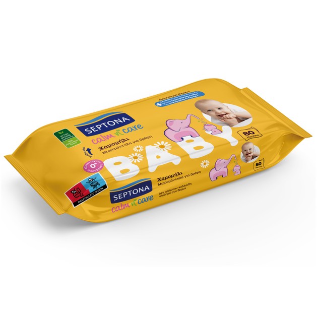Septona Calm n\' Care Baby Wipes Chamomille 80 Τεμάχια Septona Calm n\' Care Baby Wipes Chamomille 80 Τεμάχια