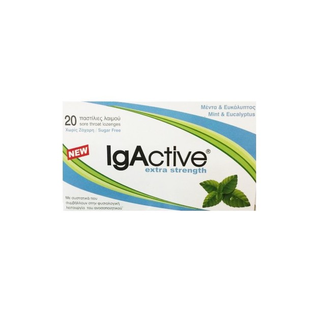 IgActive Extra Strength Παστίλιες για το Λαιμό με Μέντα Ευκάλυπτο, Συμβάλλουν στην Υποστήριξη του Ανοσοποιητικού 20 Παστίλιες IgActive Extra Strength Παστίλιες για το Λαιμό με Μέντα Ευκάλυπτο, Συμβάλλουν στην Υποστήριξη του Ανοσοποιητικού 20 Παστίλιες