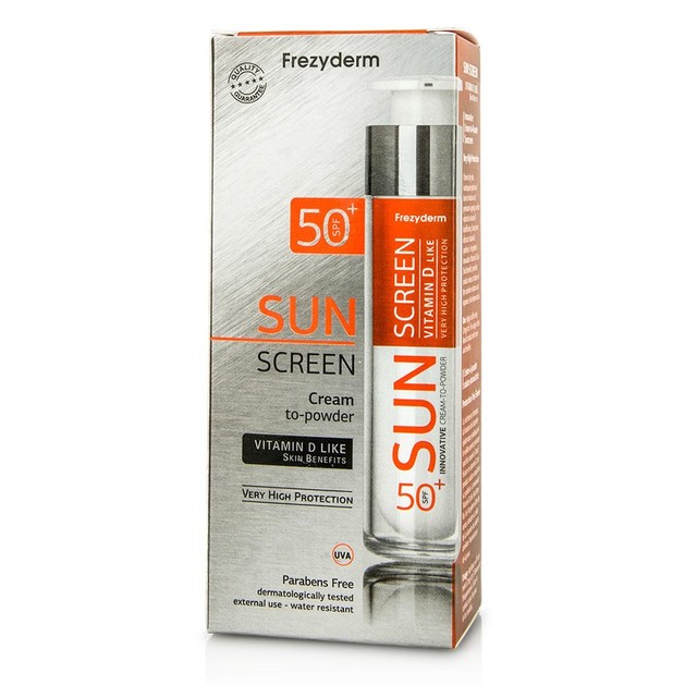 Frezyderm Sunscreen Cream to Powder Vitamin D Like Spf50+ Αντηλιακή Κρέμα Προσώπου Υψηλής Προστασίας με Πουδρένιο Φινίρισμα 50ml Frezyderm Sunscreen Cream to Powder Vitamin D Like Spf50+ Αντηλιακή Κρέμα Προσώπου Υψηλής Προστασίας με Πουδρένιο Φινίρισμα 50ml
