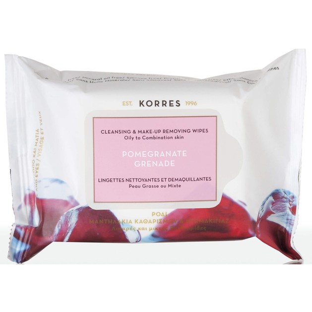 Korres Pomegranate Wipes για Λιπαρές, Μικτές Επιδερμίδες 25τμχ Korres Pomegranate Wipes για Λιπαρές, Μικτές Επιδερμίδες 25τμχ