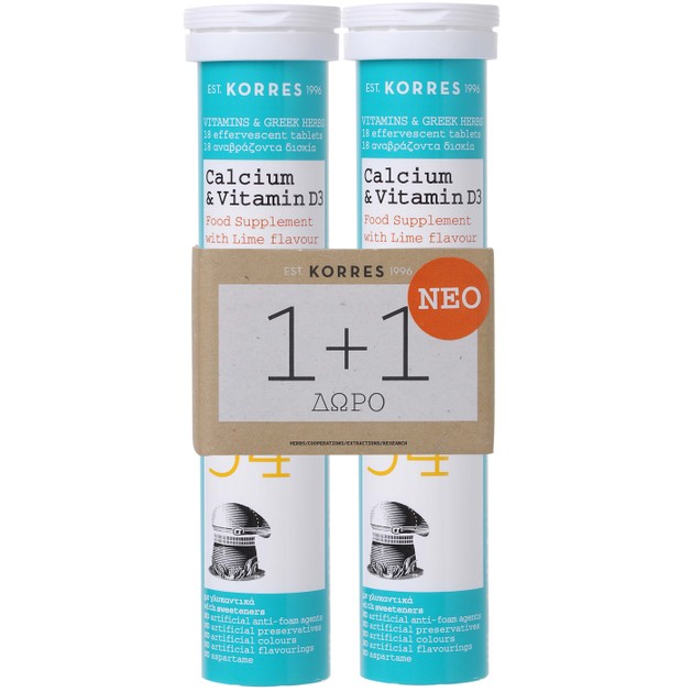 Korres Πακέτο Προσφοράς Calcium & Vitamin D3 1+1 Δώρο 2x18Effer.Tabs Korres Πακέτο Προσφοράς Calcium & Vitamin D3 1+1 Δώρο 2x18Effer.Tabs