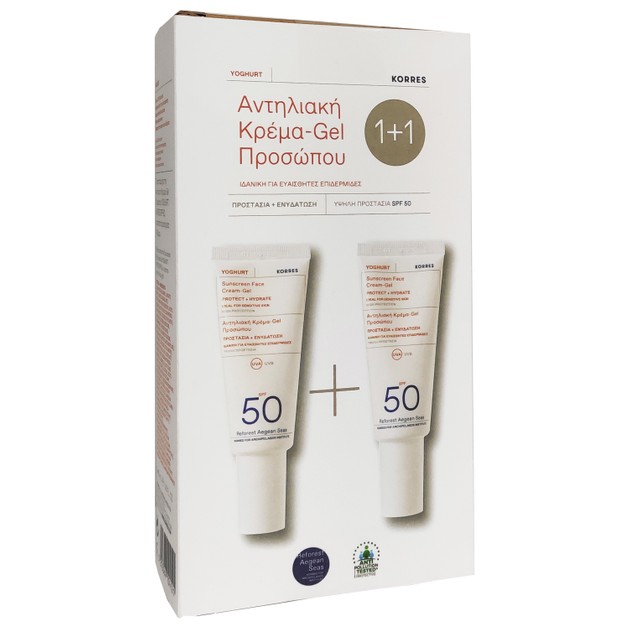 Korres Πακέτο Προσφοράς Sunscreen Face Cream-Gel Protect & Hydrate Spf50 2x40ml 1+1 Δώρο Korres Πακέτο Προσφοράς Sunscreen Face Cream-Gel Protect & Hydrate Spf50 2x40ml 1+1 Δώρο