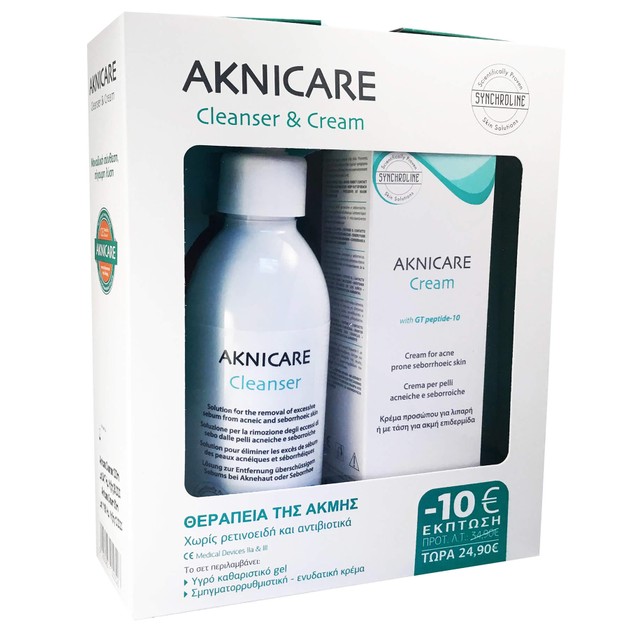Synchroline Aknicare Cleanser Υγρό Καθαριστικό Προσώπου 200ml & Aknicare Face Cream With GT Peptide-10 50ml σε Ειδική Τιμή Synchroline Aknicare Cleanser Υγρό Καθαριστικό Προσώπου 200ml & Aknicare Face Cream With GT Peptide-10 50ml σε Ειδική Τιμή