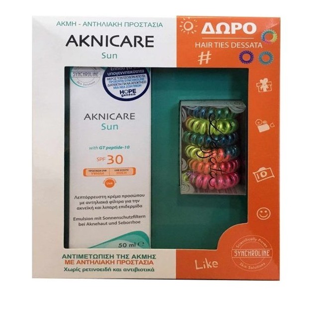 Synchroline PROMO Aknicare Sun SPF30 Αντηλιακή Κρέμα 50ml & ΔΩΡΟ Hair Ties Dessata Λαστιχάκια σε Διάφορα Χρώματα Synchroline PROMO Aknicare Sun SPF30 Αντηλιακή Κρέμα 50ml & ΔΩΡΟ Hair Ties Dessata Λαστιχάκια σε Διάφορα Χρώματα