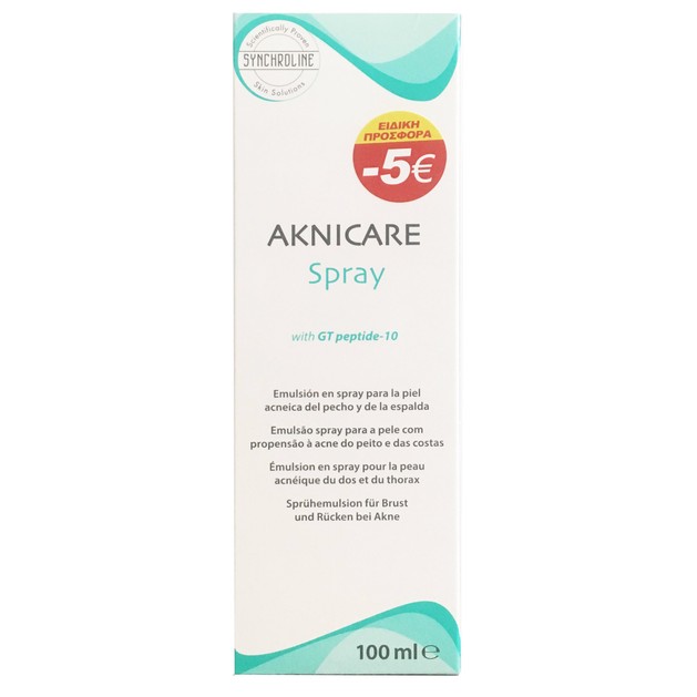 Synchroline Aknicare Spray Emulsion Γαλάκτωμα για το Στήθος & τη Πλάτη για Επιδερμίδες με Τάση Ακμής 100ml Synchroline Aknicare Spray Emulsion Γαλάκτωμα για το Στήθος & τη Πλάτη για Επιδερμίδες με Τάση Ακμής 100ml