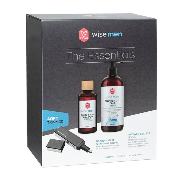 Vican Wise Men Πακέτο Προσφοράς The Essentials Shower Gel 3in1 500ml & Beard & Hair Shampoo 200ml & Δώρο Trimmer 1 Τεμάχιο Vican Wise Men Πακέτο Προσφοράς The Essentials Shower Gel 3in1 500ml & Beard & Hair Shampoo 200ml & Δώρο Trimmer 1 Τεμάχιο