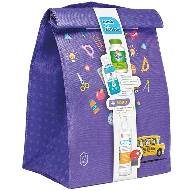 Vican Promo Back to School Chewy Vites Kids Iron 60ζελεδάκια & AlcoLiquid Gel 70% v/v 100ml & Δώρο Cer\'8 Free Kids Shampoo 200ml Vican Promo Back to School Chewy Vites Kids Iron 60ζελεδάκια & AlcoLiquid Gel 70% v/v 100ml & Δώρο Cer\'8 Free Kids Shampoo 200ml