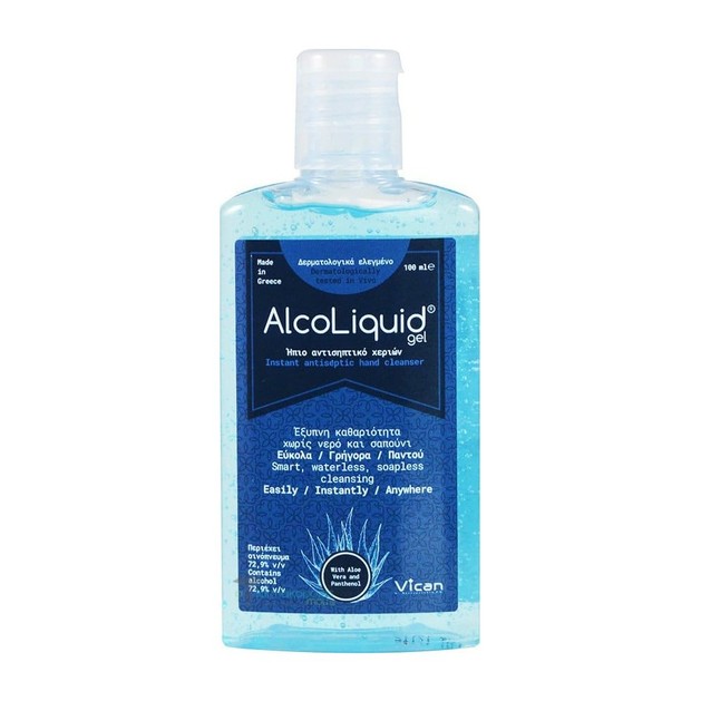 Vican AlcoLiquid Gel Ήπιο Αντισηπτικό Χεριών με 72,9% v/v Περιεκτικότητα σε Οινόπνευμα 100ml Vican AlcoLiquid Gel Ήπιο Αντισηπτικό Χεριών με 72,9% v/v Περιεκτικότητα σε Οινόπνευμα 100ml