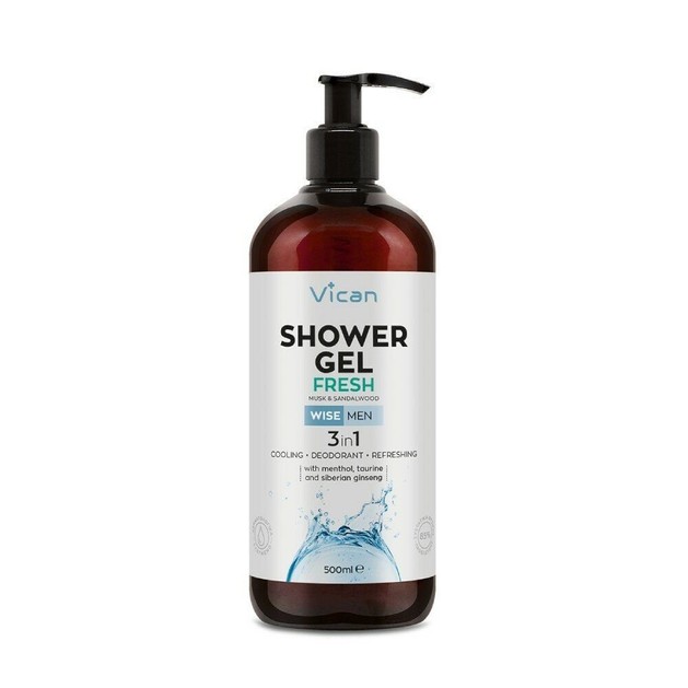 Vican Wise Men Shower Gel Fresh Ανδρικό Αφρόλουτρο για Αίσθηση Φρεσκάδας με Άρωμα Musk & Σανταλόξυλο 500ml Vican Wise Men Shower Gel Fresh Ανδρικό Αφρόλουτρο για Αίσθηση Φρεσκάδας με Άρωμα Musk & Σανταλόξυλο 500ml
