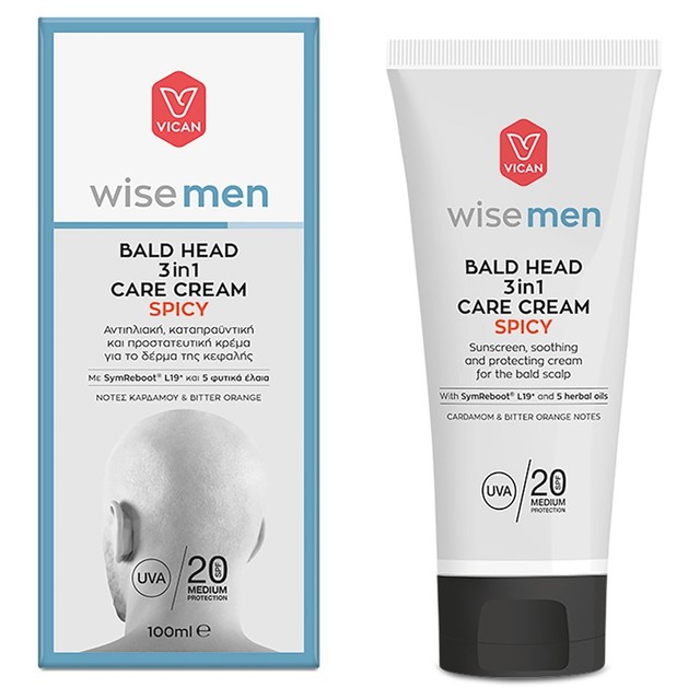 Vican Wise Men Bald Head 3 in 1 Care Cream Spicy Αντιηλιακή, Καταπραϋντική & Προστατευτική Κρέμα για Vican Wise Men Bald Head 3 in 1 Care Cream Spicy Αντιηλιακή, Καταπραϋντική & Προστατευτική Κρέμα για