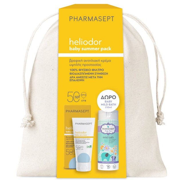 Pharmasept Πακέτο Προσφοράς Heliodor Baby Sun Cream Spf50, 50ml & Δώρο Baby Care Mild Bath 250ml Pharmasept Πακέτο Προσφοράς Heliodor Baby Sun Cream Spf50, 50ml & Δώρο Baby Care Mild Bath 250ml