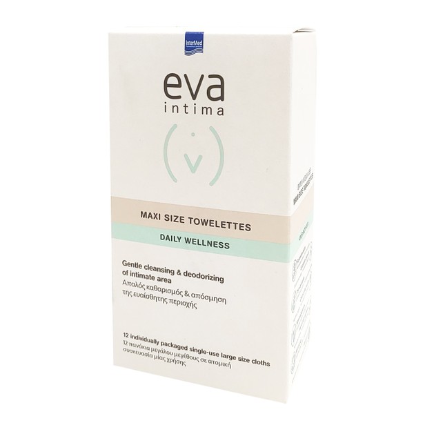 Eva Intima Maxi Size Towellettes Μαλακά Πανάκια Στιγμιαίο Καθαρισμό & Περιποίηση της Ευαίσθητης Περιοχής 12 Τεμάχια Eva Intima Maxi Size Towellettes Μαλακά Πανάκια Στιγμιαίο Καθαρισμό & Περιποίηση της Ευαίσθητης Περιοχής 12 Τεμάχια