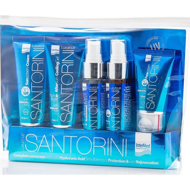Luxurious Santorini Travel Kit Σετ Ταξιδίου Ολοκληρωμένης Αντηλιακής Προστασίας με 5 Mini Προϊόντα Luxurious Santorini Travel Kit Σετ Ταξιδίου Ολοκληρωμένης Αντηλιακής Προστασίας με 5 Mini Προϊόντα