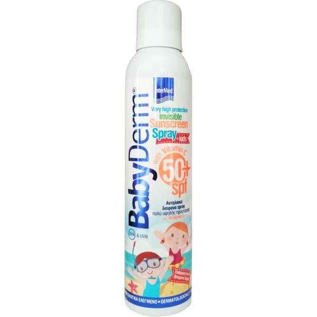 BabyDerm Invisible Sunscreen Spray Spf50+ for Kids Παιδικό Διάφανο Αντηλιακό Spray Σώματος Πολύ Υψηλής Προστασίας 200ml BabyDerm Invisible Sunscreen Spray Spf50+ for Kids Παιδικό Διάφανο Αντηλιακό Spray Σώματος Πολύ Υψηλής Προστασίας 200ml