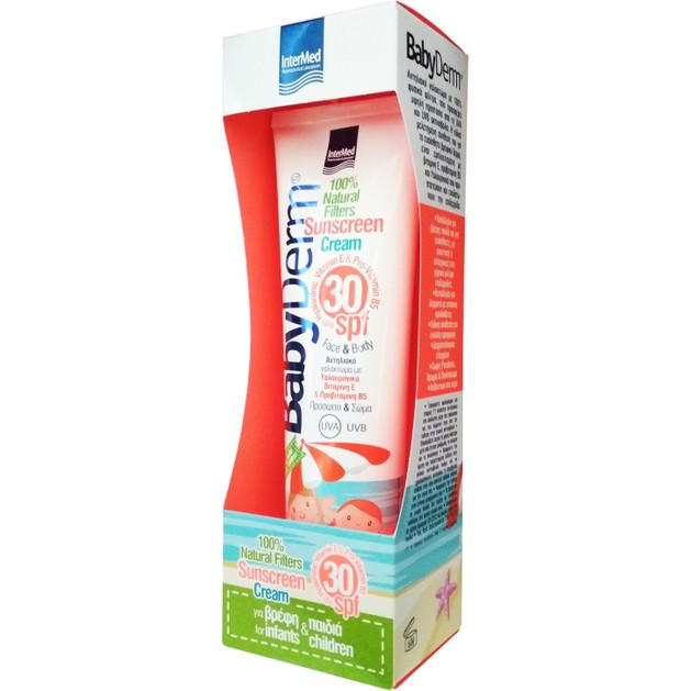 BabyDerm Sunscreen Cream Spf30 Αντηλιακό Γαλάκτωμα Προσώπου Σώματος, με 100% Φυσικά Φίλτρα Κατάλληλο για Βρέφη & Παιδιά 300ml BabyDerm Sunscreen Cream Spf30 Αντηλιακό Γαλάκτωμα Προσώπου Σώματος, με 100% Φυσικά Φίλτρα Κατάλληλο για Βρέφη & Παιδιά 300ml