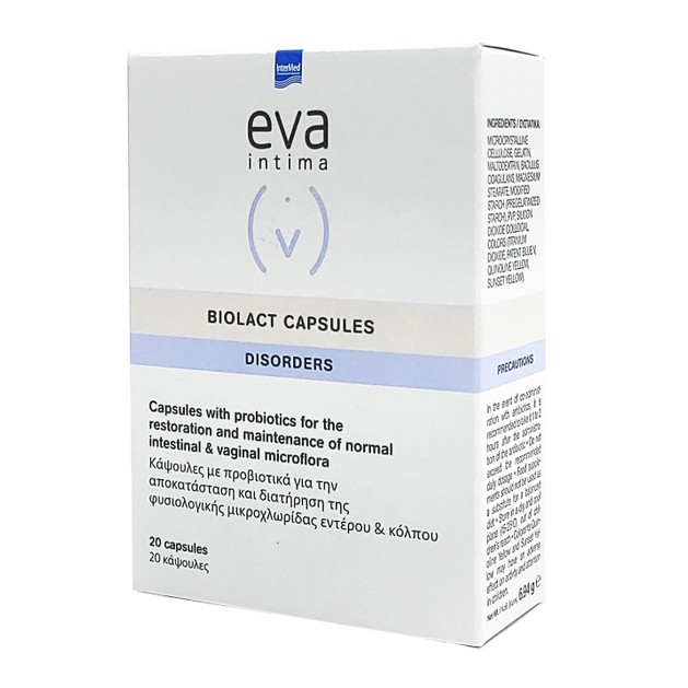 Intermed Eva Intima Biolact Capsules Προβιοτικά για την Εντερική & Κολπική Χλωρίδα 20caps Intermed Eva Intima Biolact Capsules Προβιοτικά για την Εντερική & Κολπική Χλωρίδα 20caps