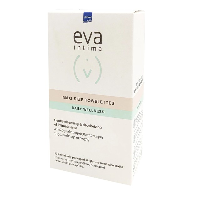 Eva Intima Maxi Size Towellettes Μαλακά Πανάκια Στιγμιαίου Καθαρισμού & Περιποίησης της Ευαίσθητης Περιοχής 12 Τεμάχια Eva Intima Maxi Size Towellettes Μαλακά Πανάκια Στιγμιαίου Καθαρισμού & Περιποίησης της Ευαίσθητης Περιοχής 12 Τεμάχια
