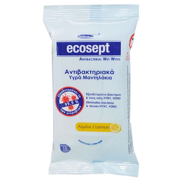 Ecofarm Antibacterial Wet Wipes Lemon 15wipes Ecofarm Antibacterial Wet Wipes Lemon 15wipes