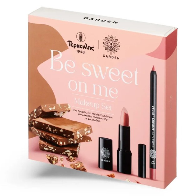 Garden Be Sweet on me Make up Set Intense Color Lipstick Matte 4.5gr & Velvet Creamy Lip Pencil 1.4gr & Milk Chocolate with Hazelnuts 40gr Garden Be Sweet on me Make up Set Intense Color Lipstick Matte 4.5gr & Velvet Creamy Lip Pencil 1.4gr & Milk Chocolate with Hazelnuts 40gr