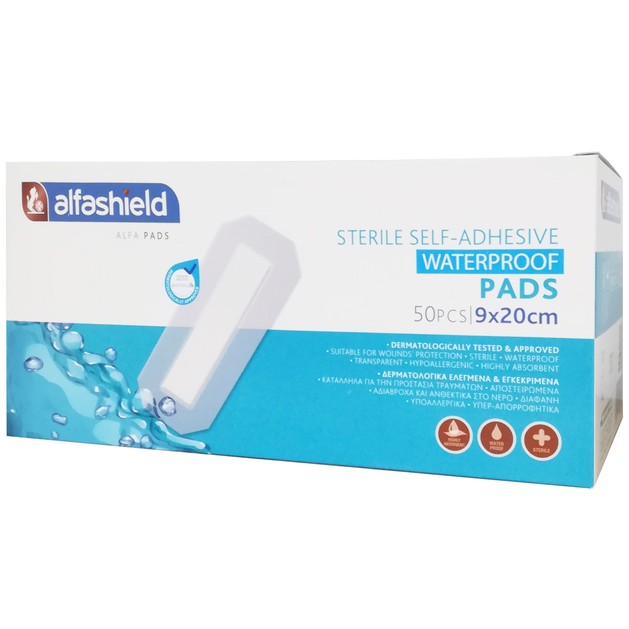 AlfaShield Sterile Self-Adhesive Waterproof Pads 50 Τεμάχια - 9x20cm AlfaShield Sterile Self-Adhesive Waterproof Pads 50 Τεμάχια - 9x20cm