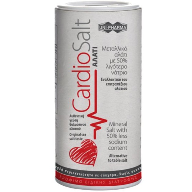 Uni-Pharma CardioSalt Μεταλλικό Αλάτι με 50% Λιγότερο Νάτριο, Εναλλακτικό Τρόφιμο Ειδικής Διατροφής 250g Uni-Pharma CardioSalt Μεταλλικό Αλάτι με 50% Λιγότερο Νάτριο, Εναλλακτικό Τρόφιμο Ειδικής Διατροφής 250g