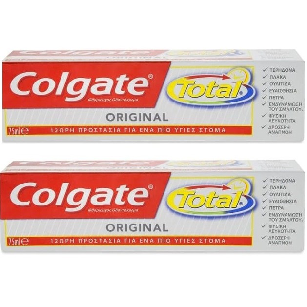 Colgate Total Original Οδοντόκρεμα Για Υγιές Στόμα 1+1 ΔΩΡΟ 2x75ml Colgate Total Original Οδοντόκρεμα Για Υγιές Στόμα 1+1 ΔΩΡΟ 2x75ml