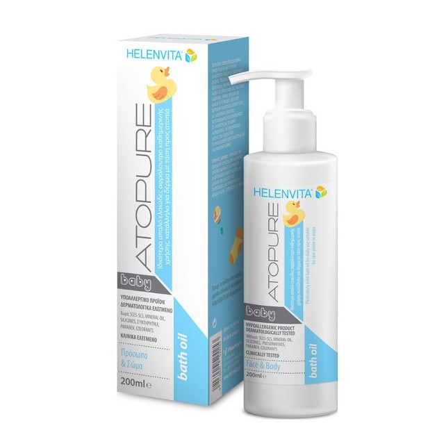 Helenvita Atopure Baby Bath Oil Βρεφικό Ελαιώδες Αφρόλουτρο Καθημερινής Χρήσης Κατάλληλο για Δέρμα με Τάση Ατοπίας 200ml Helenvita Atopure Baby Bath Oil Βρεφικό Ελαιώδες Αφρόλουτρο Καθημερινής Χρήσης Κατάλληλο για Δέρμα με Τάση Ατοπίας 200ml