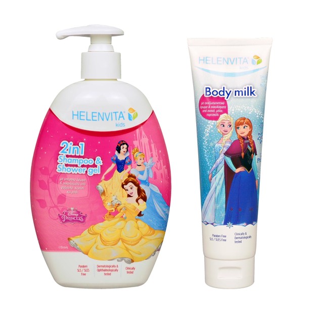 Helenvita Πακέτο Προσφοράς Princess Kids 2 in 1 Shampoo & Shower Gel 500ml & Δώρο Kids Frozen Body Milk 150ml Helenvita Πακέτο Προσφοράς Princess Kids 2 in 1 Shampoo & Shower Gel 500ml & Δώρο Kids Frozen Body Milk 150ml