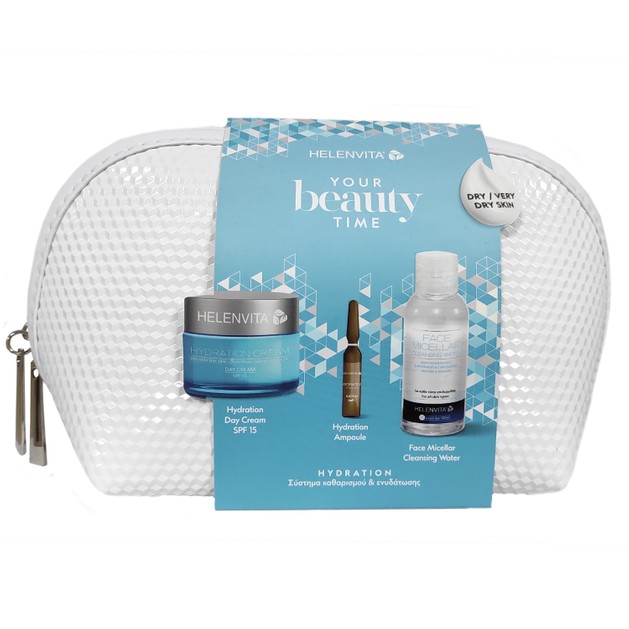 Helenvita Πακέτο Προσφοράς Hydration Day Cream Spf15 Dry Skin 50ml, Instant Hydration & Wrinkle Filler 1 Ampoule x 2ml, Face Micellar Cleansing Water 400ml & Δώρο Νεσεσέρ Helenvita Πακέτο Προσφοράς Hydration Day Cream Spf15 Dry Skin 50ml, Instant Hydration & Wrinkle Filler 1 Ampoule x 2ml, Face Micellar Cleansing Water 400ml & Δώρο Νεσεσέρ