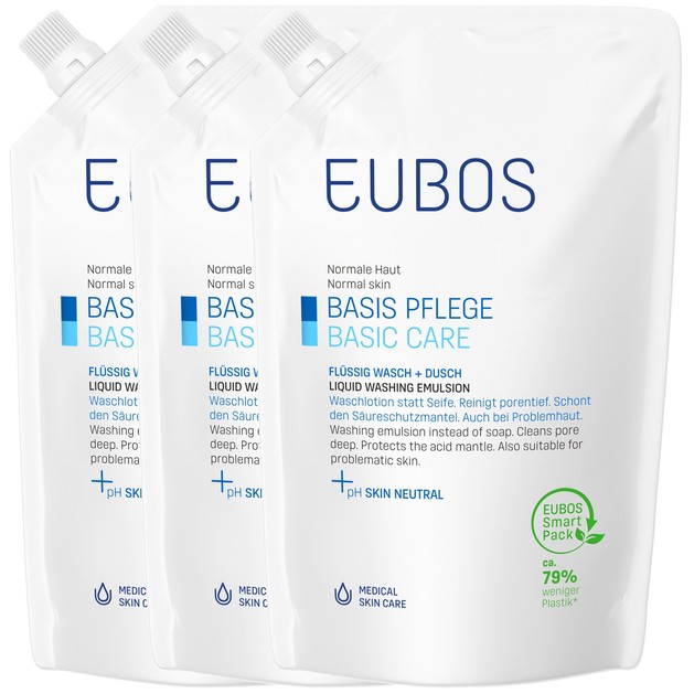 Eubos Πακέτο Προσφοράς Basic Care Blue Liquid Washing Emulsion Refill pH Skin Neutral 3x400ml Eubos Πακέτο Προσφοράς Basic Care Blue Liquid Washing Emulsion Refill pH Skin Neutral 3x400ml