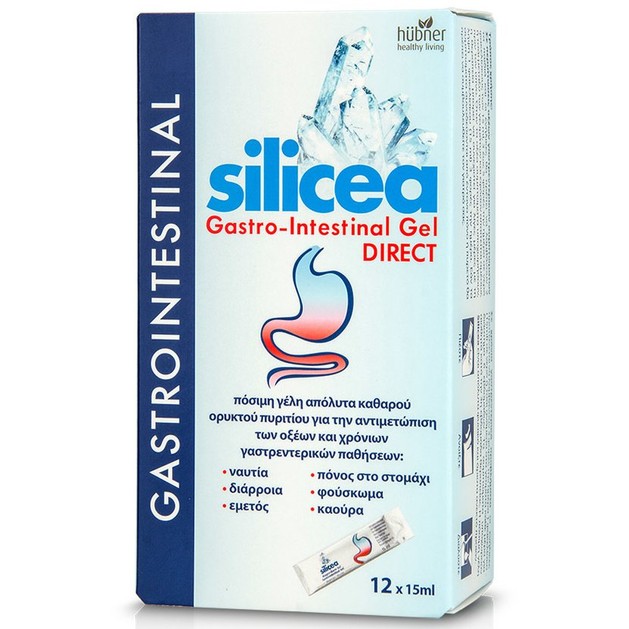Hubner Silicea Gastrointestinal Gel Direct, Πόσιμη Γέλη Καθαρού Πυριτίου για την Αντιμετώπιση των Οξέων του Στομάχου 12x15ml Hubner Silicea Gastrointestinal Gel Direct, Πόσιμη Γέλη Καθαρού Πυριτίου για την Αντιμετώπιση των Οξέων του Στομάχου 12x15ml