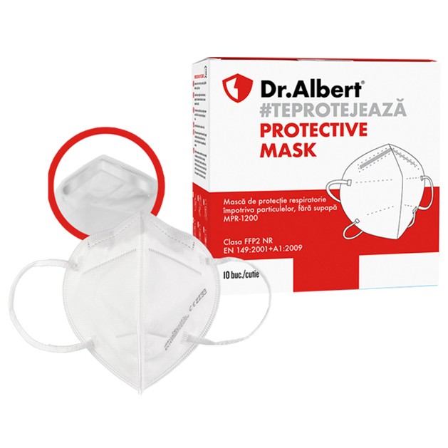 Dr.Albert KN95 FFP2 NR Protective Mask White 10 Τεμάχια Dr.Albert KN95 FFP2 NR Protective Mask White 10 Τεμάχια