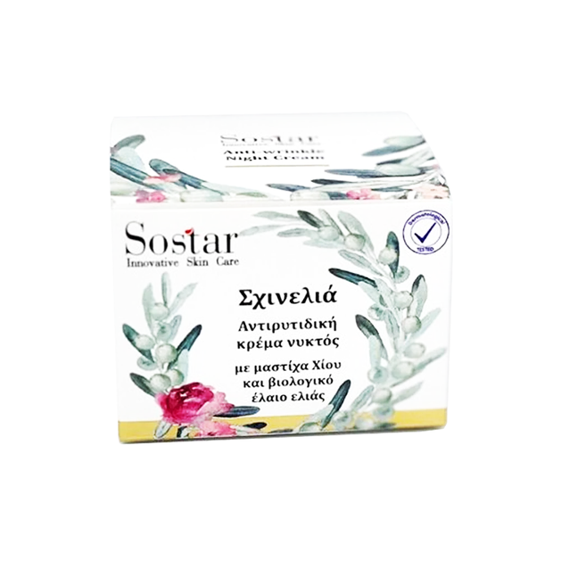 Sostar Skinolia Σχινελιά Αντιρυτιδική Κρέμα Νυκτός με Μαστίχα Χίου & Βιολογικό Έλαιο Ελιάς 50ml Sostar Skinolia Σχινελιά Αντιρυτιδική Κρέμα Νυκτός με Μαστίχα Χίου & Βιολογικό Έλαιο Ελιάς 50ml