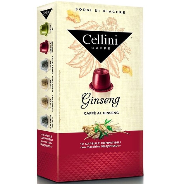 Cellini Caffe Ginseng, Συμβατές με Συσκευή Nespresso 10caps Cellini Caffe Ginseng, Συμβατές με Συσκευή Nespresso 10caps