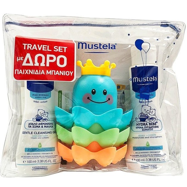 Mustela Πακέτο Προσφοράς Travel Kit Gentle Cleansing Gel 100ml & Hydra Bebe Body Lotion 100ml & Παιχνιδια Μπανιου Mustela Πακέτο Προσφοράς Travel Kit Gentle Cleansing Gel 100ml & Hydra Bebe Body Lotion 100ml & Παιχνιδια Μπανιου