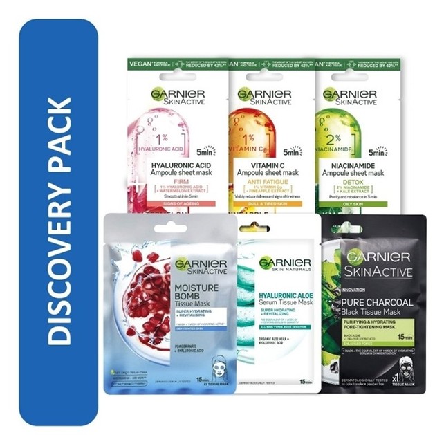 Garnier Πακέτο Περιποίησης Discovery Tissue Mask Σετ Ολοκληρωμένης Φροντίδας της Επιδερμίδας 6 x Tissue Mask Garnier Πακέτο Περιποίησης Discovery Tissue Mask Σετ Ολοκληρωμένης Φροντίδας της Επιδερμίδας 6 x Tissue Mask