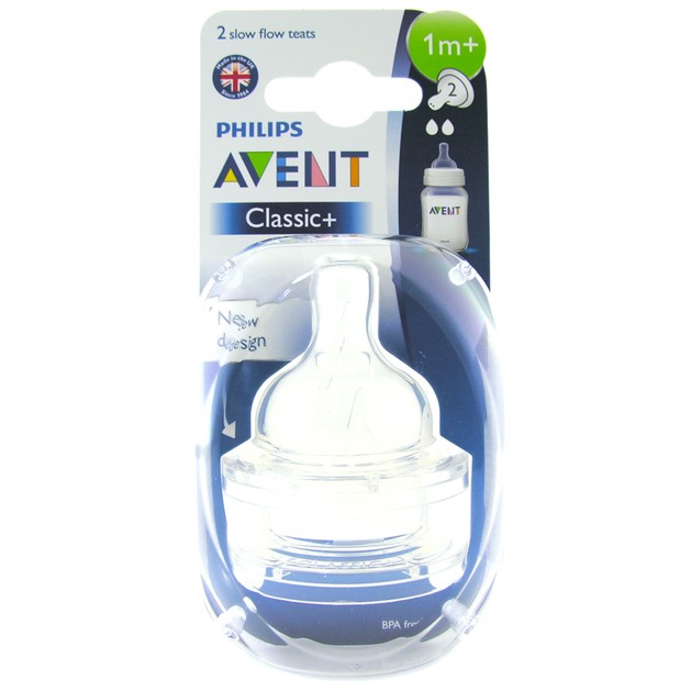 Avent Classic+ Θηλή Σιλικόνης με 2 Οπές για Αργή Ροή 1+ Μηνών 2τμχ Avent Classic+ Θηλή Σιλικόνης με 2 Οπές για Αργή Ροή 1+ Μηνών 2τμχ