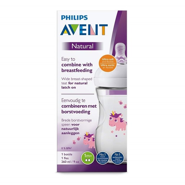 Avent Natural Μπιμπερο Μονόκερος 1m+ 260ml Avent Natural Μπιμπερο Μονόκερος 1m+ 260ml