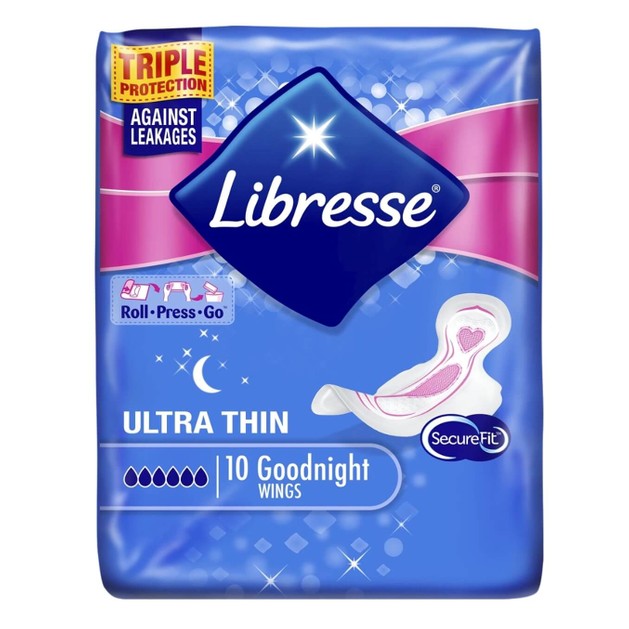 Libresse Ultra Thin Goodnight Σερβιέτες Νύχτας με Φτερά 10 Τεμάχια Libresse Ultra Thin Goodnight Σερβιέτες Νύχτας με Φτερά 10 Τεμάχια