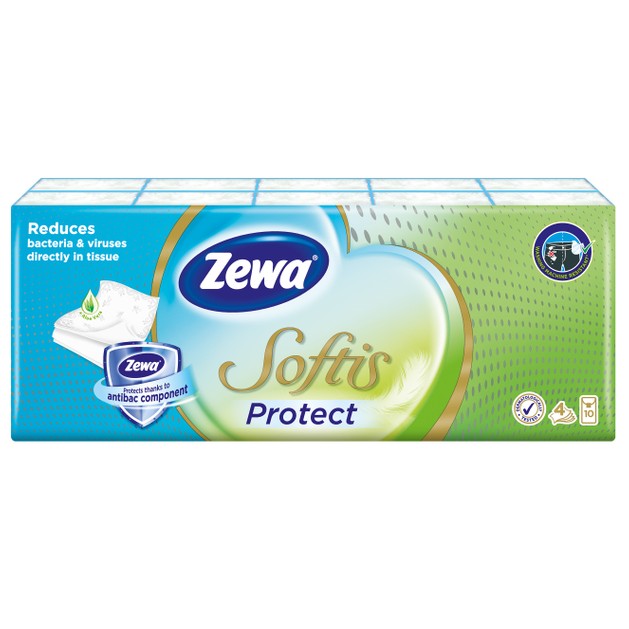 Zewa Softis Protect Χαρτομάντιλα Τσέπης, 10 τεμάχια Zewa Softis Protect Χαρτομάντιλα Τσέπης, 10 τεμάχια