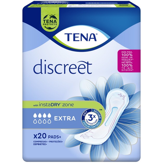 Tena Discreet Extra Σερβιέτες με Τριπλή Προστασία 20 Τεμάχια Tena Discreet Extra Σερβιέτες με Τριπλή Προστασία 20 Τεμάχια