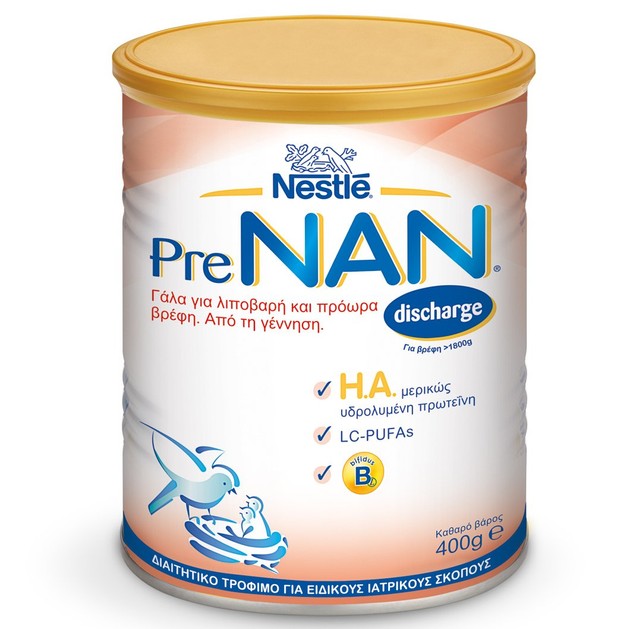 Nestle PreNAN Discharge Γάλα σε Σκόνη για Λιποβαρή & Πρόωρα Βρέφη, Από τη Γέννηση 400gr Nestle PreNAN Discharge Γάλα σε Σκόνη για Λιποβαρή & Πρόωρα Βρέφη, Από τη Γέννηση 400gr