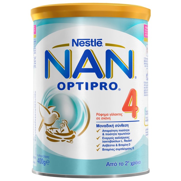 Nestle NAN Optipro 4 Ρόφημα Γάλακτος σε Σκόνη Εμπλουτισμένο με Βιταμίνες & Μέταλλα, Κατάλληλο Από τον 2ο Χρόνο 400gr Nestle NAN Optipro 4 Ρόφημα Γάλακτος σε Σκόνη Εμπλουτισμένο με Βιταμίνες & Μέταλλα, Κατάλληλο Από τον 2ο Χρόνο 400gr