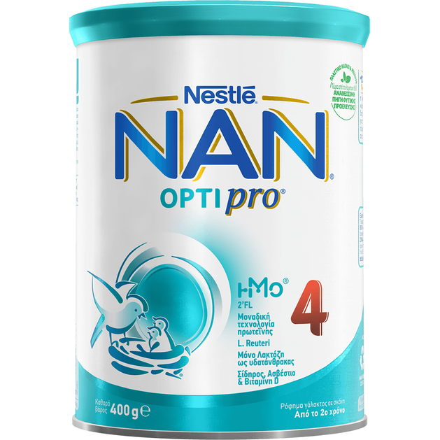 Nestle NAN Optipro 4 Ρόφημα Γάλακτος σε Σκόνη Εμπλουτισμένο με Βιταμίνες & Μέταλλα, Κατάλληλο Από τον 2ο Χρόνο 400gr Nestle NAN Optipro 4 Ρόφημα Γάλακτος σε Σκόνη Εμπλουτισμένο με Βιταμίνες & Μέταλλα, Κατάλληλο Από τον 2ο Χρόνο 400gr