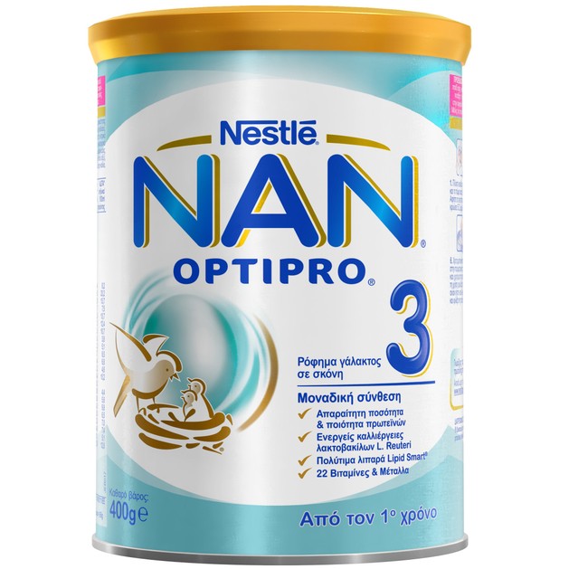 Nestle NAN Optipro 3 Ρόφημα Γάλακτος σε Σκόνη, Κατάλληλο Από τον 1ο Χρόνο 400gr Nestle NAN Optipro 3 Ρόφημα Γάλακτος σε Σκόνη, Κατάλληλο Από τον 1ο Χρόνο 400gr
