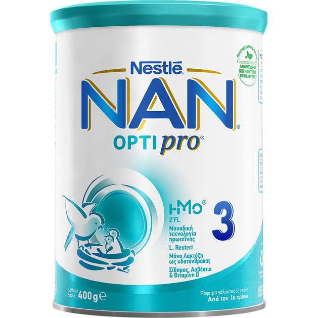 Nestle NAN Optipro 3 Ρόφημα Γάλακτος σε Σκόνη, Κατάλληλο Από τον 1ο Χρόνο 400gr Nestle NAN Optipro 3 Ρόφημα Γάλακτος σε Σκόνη, Κατάλληλο Από τον 1ο Χρόνο 400gr